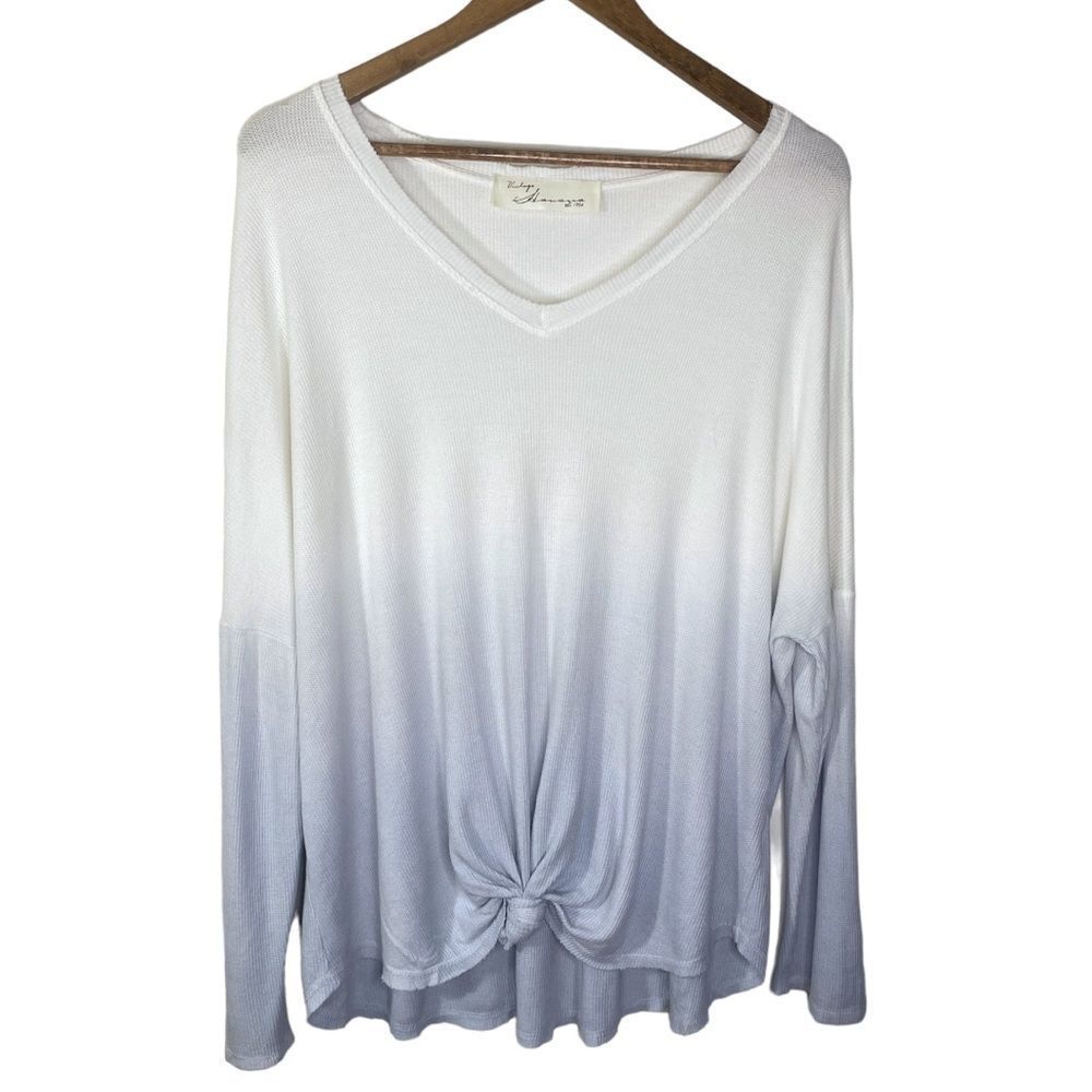 Vintage Havana Long Sleeve Thermal Top Ombré Blue And White Size Large Women’s